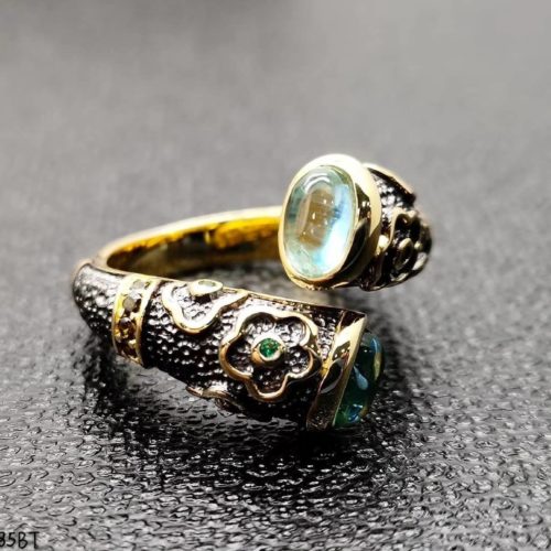 Кольцо с голубым топазом